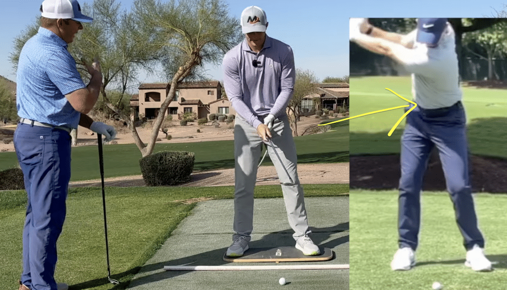 Rory McIlroy, Henry Fall, and Milo Lines showing how the backswing is critical to a proper weight shift in golf swing and getting back to the lead side.