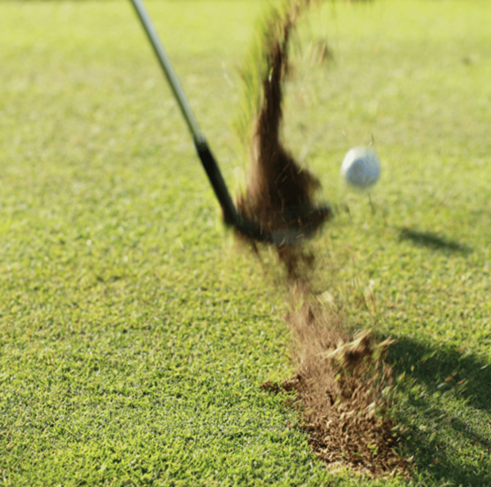 A grade A chunk from the middle of the fairway.