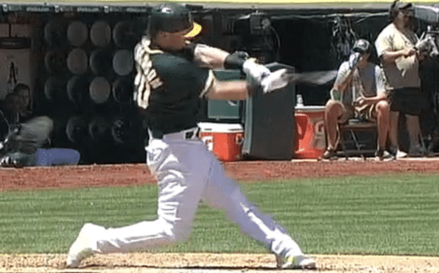 Josh Donaldson smashing a home run and turning his chest